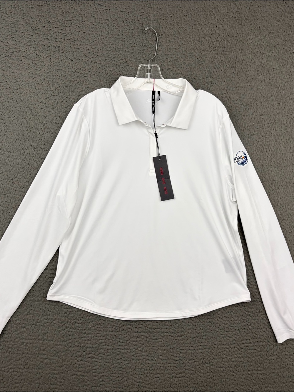 Sun Day Red Women’s XL White Long-Sleeve Polo Shirt Golf Preppy NWT
